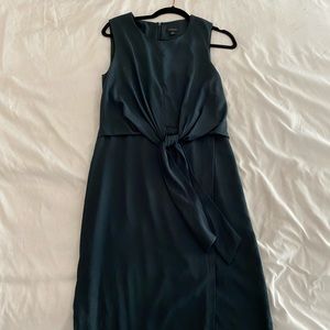 Ann Taylor Front-Knot Tie Dress Forest Green